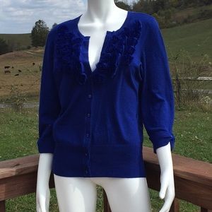 RED Blue button down sweater